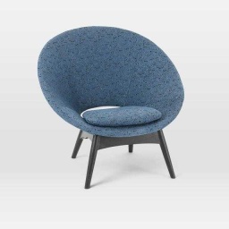 Blue Upholstered Orb Lounge Chair — Blue fabric
