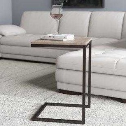 Bronze Metal Top C-Shape Couch Table — bronze