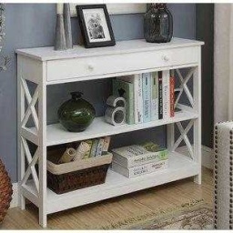 Classic White Console Hallway Table — White
