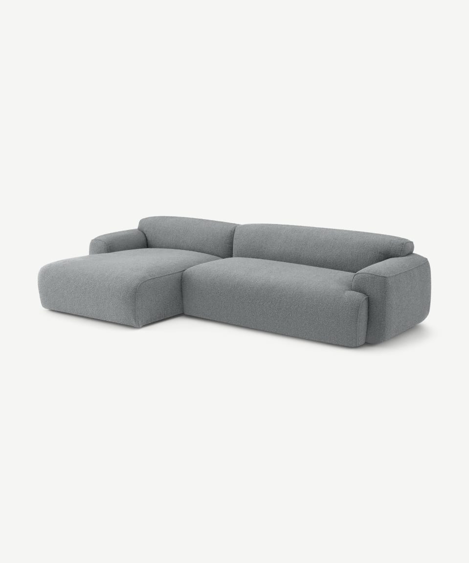 Luxury Chenille Sectional Sofa — Silver grey chenille