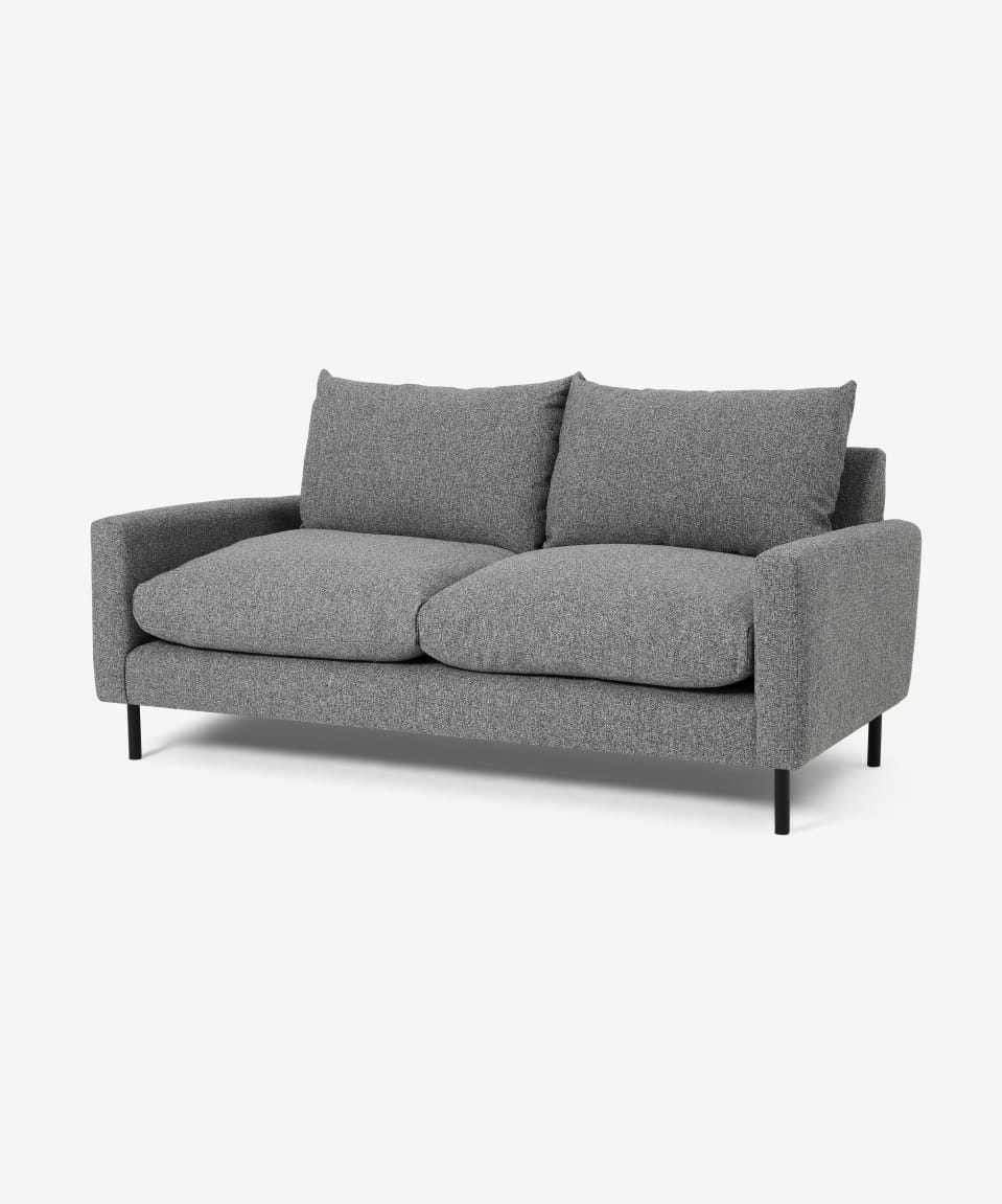 Minimalist Grey Fabric Sofa — Charcoal grey linen blend